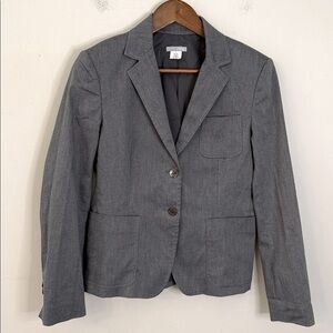 J. Crew Classic Grey Blazer V Neck pockets lined button front neutral workwear 2